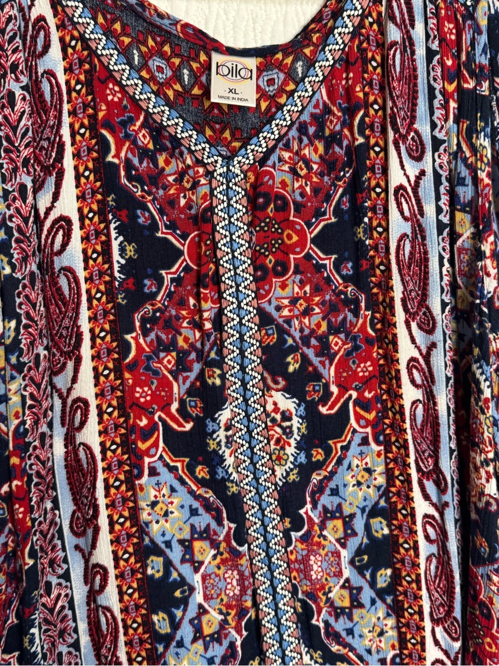 Bila Boho Paisley Geometric Ruffle Hem Tank Top XL - Picture 2 of 8